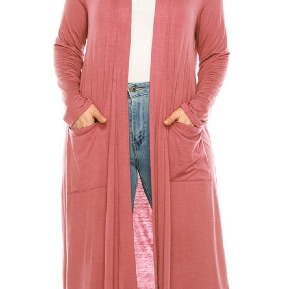 Plus size, solid duster cardigan - Picture 16 of 16